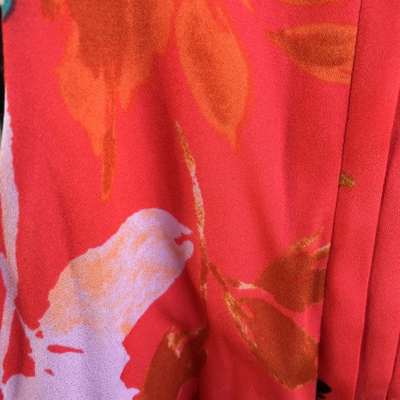 Pretty in Peach- Floral Print Dress By Liz Claiborne Sz 12p - Picture 5 of 8